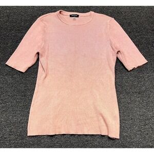 Cable & Gauge T-Shirt Womens XL Pink Ribbed Short Sleeve Round Neck Pullover Tee